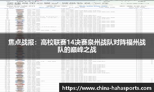 焦点战报：高校联赛14决赛泉州战队对阵福州战队的巅峰之战